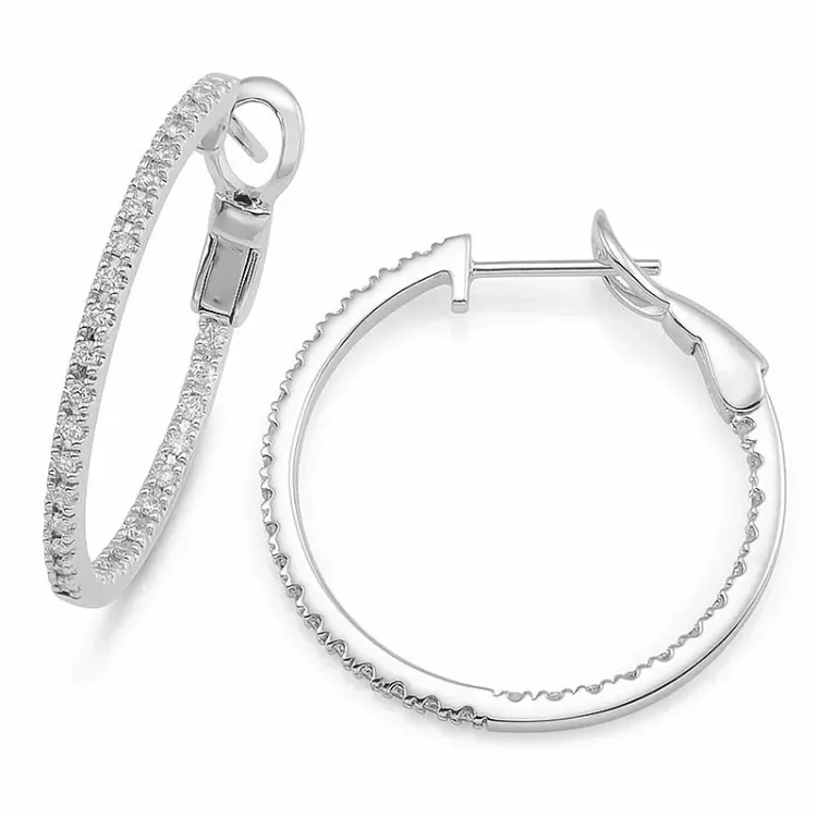 20 mm diamant creool in 14 karaat witgoud met diamant 