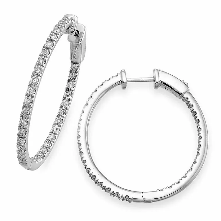 24 mm diamant creool in 14 karaat witgoud met diamanten