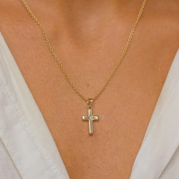 10,5 x 18,5 mm kruis hanger in 8 karaat goud - Amoré