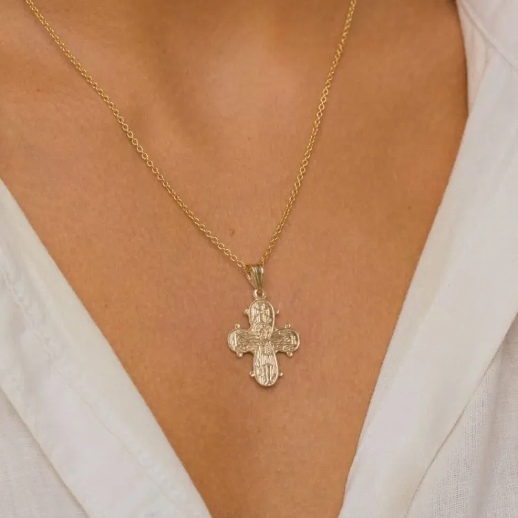 18 x 24 mm dagmarkruis met onze vader in 14 karaat goud - Amoré