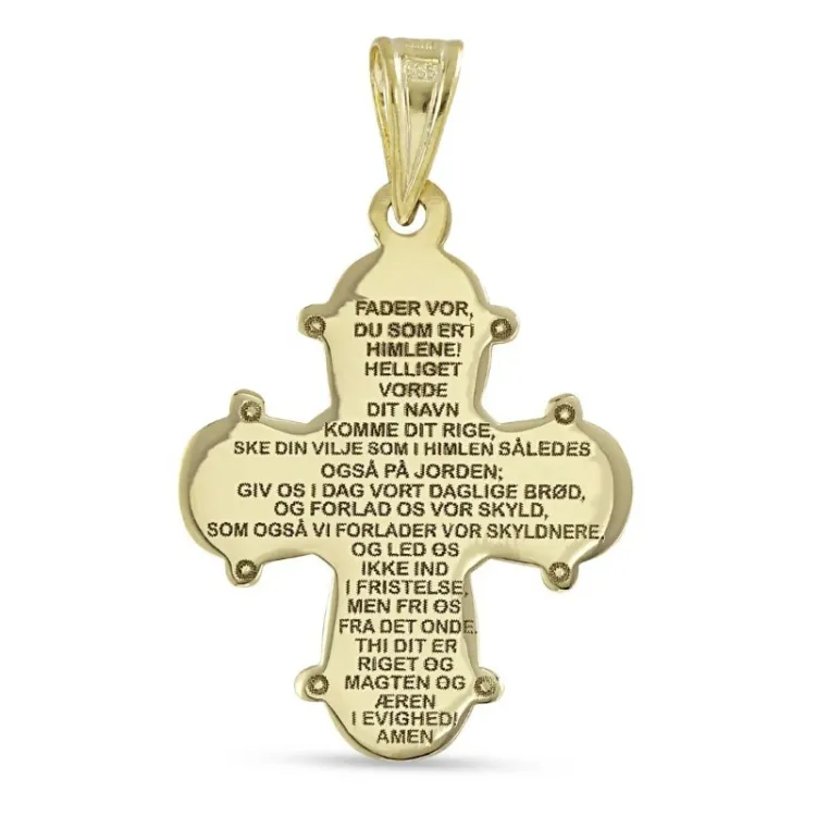 18 x 24 mm dagmarkruis met onze vader in 14 karaat goud - Amoré