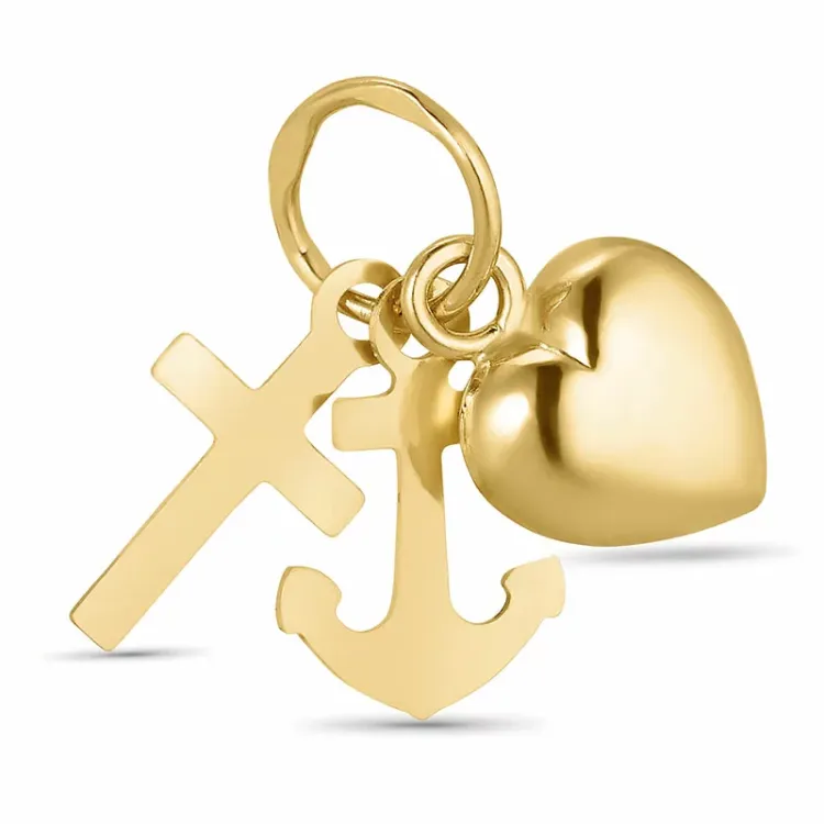 klein geloof-hoop-liefde hanger in 14 karaat goud - Amoré