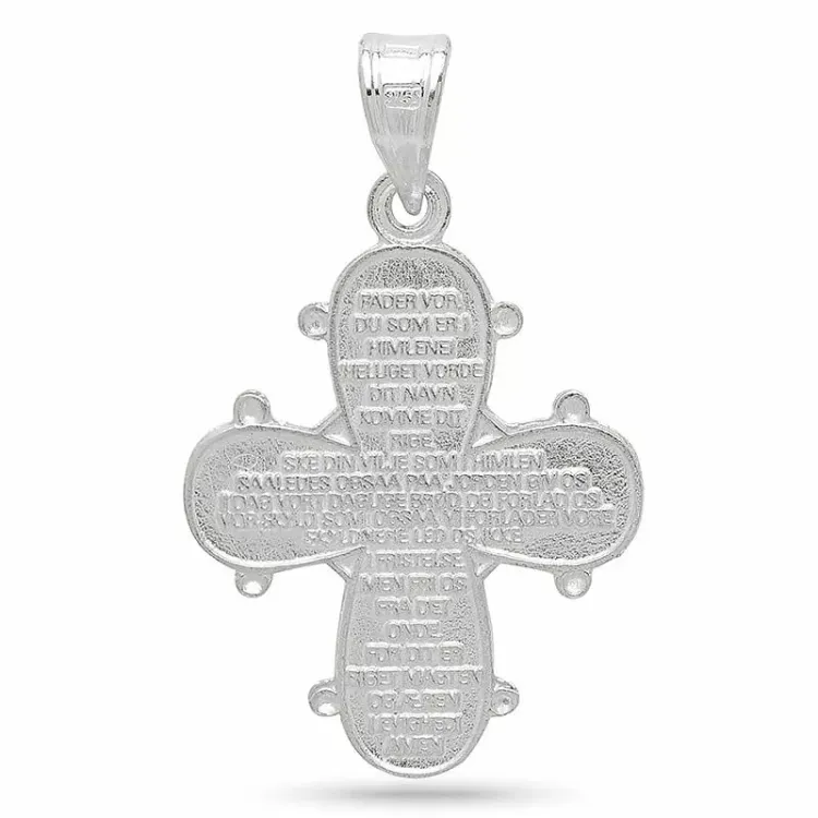 18 x 30 mm dagmarkruis met onze vader in zilver - Amoré