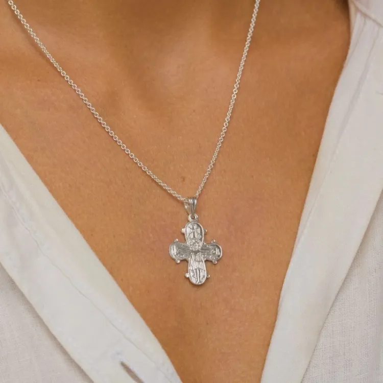 18 x 30 mm dagmarkruis met onze vader in zilver - Amoré