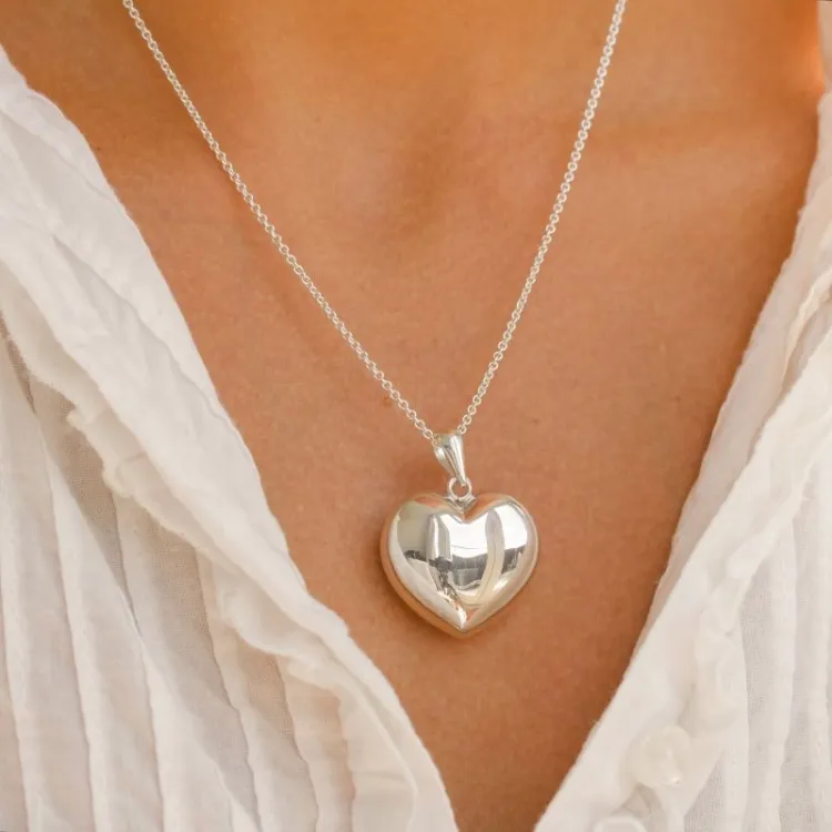 25 x 26 mm hart hanger in zilver - Amoré