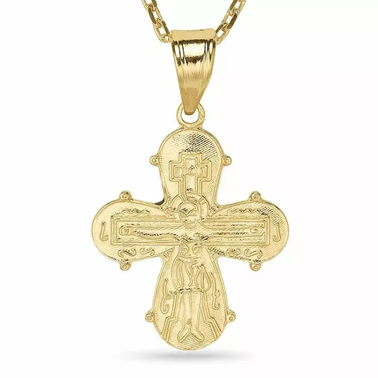 15 x 27 mm dagmarkruis ketting in verguld sterlingzilver met hanger in verguld sterlingzilver - Amoré