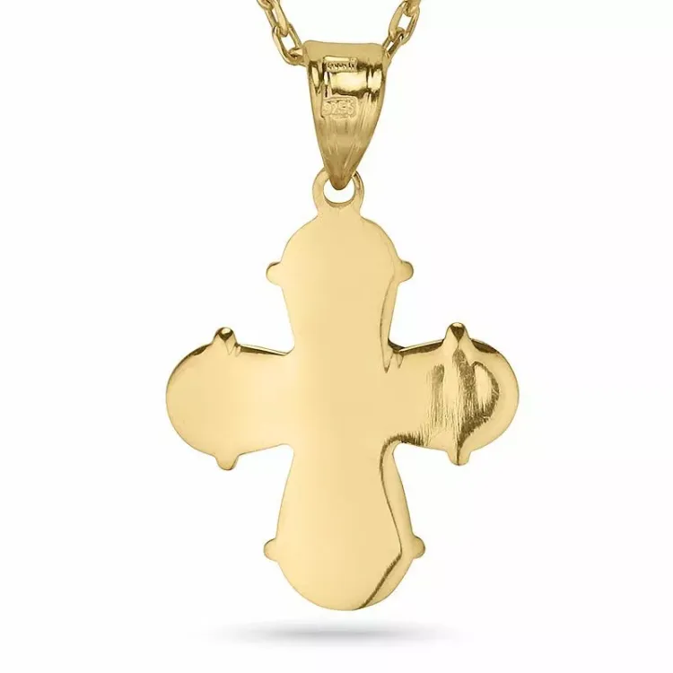 15 x 27 mm dagmarkruis ketting in verguld sterlingzilver met hanger in verguld sterlingzilver - Amoré