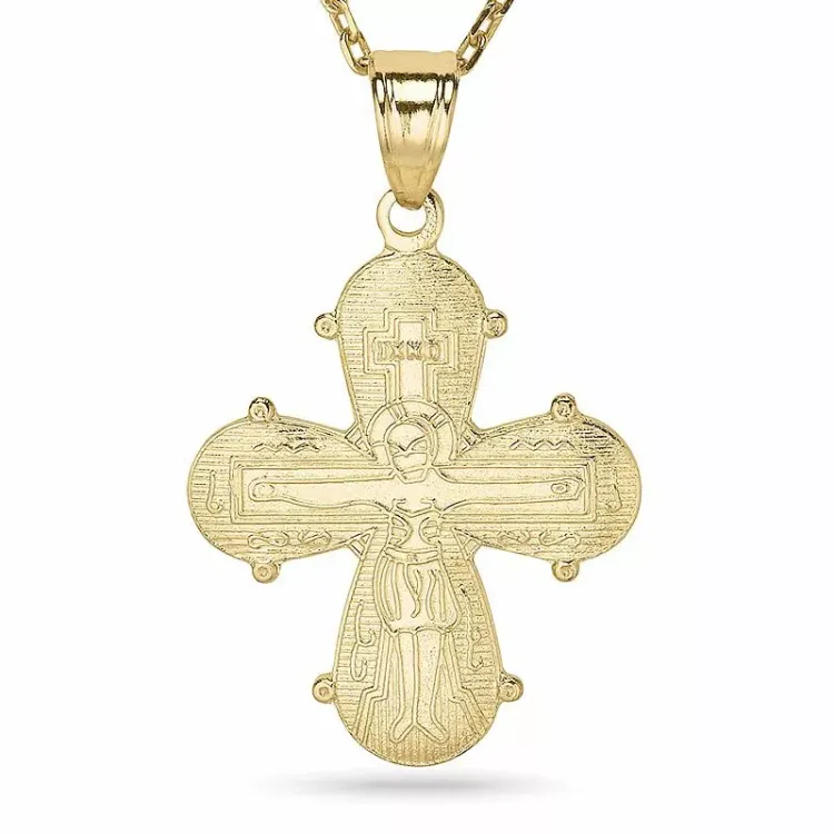 dagmarkruis ketting in verguld sterlingzilver met hanger in 8 karaat goud - Amoré