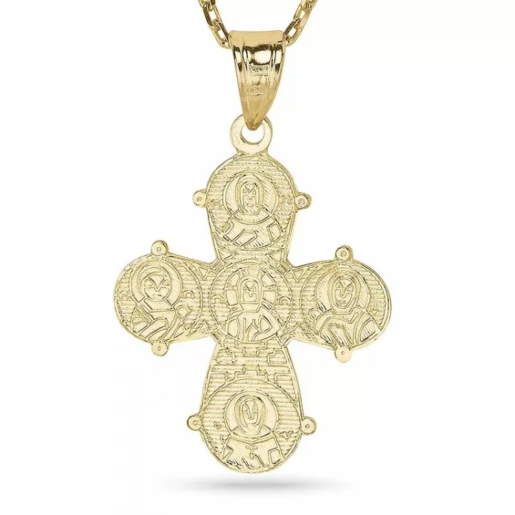 dagmarkruis ketting in verguld sterlingzilver met hanger in 8 karaat goud - Amoré