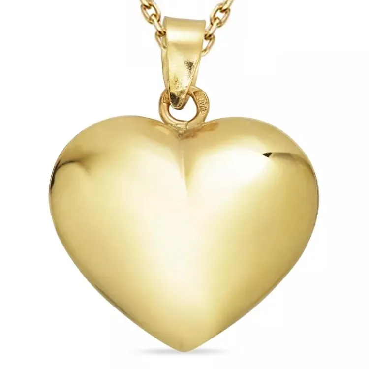 hart ketting in verguld sterlingzilver met hanger in 8 karaat goud - Amoré