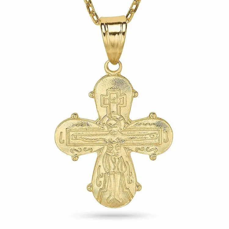 dagmarkruis ketting in verguld sterlingzilver met hanger in 8 karaat goud - Amoré