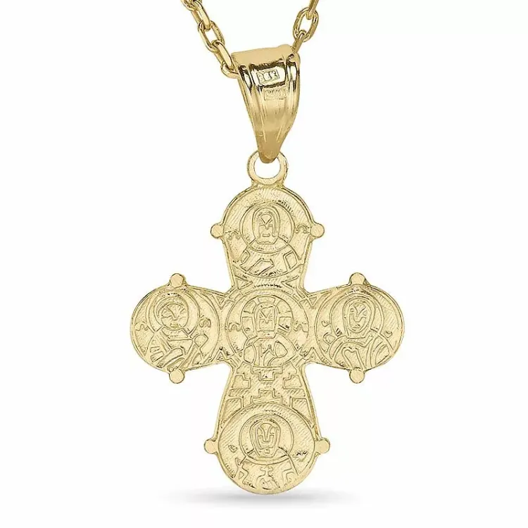 dagmarkruis ketting in verguld sterlingzilver met hanger in 8 karaat goud - Amoré