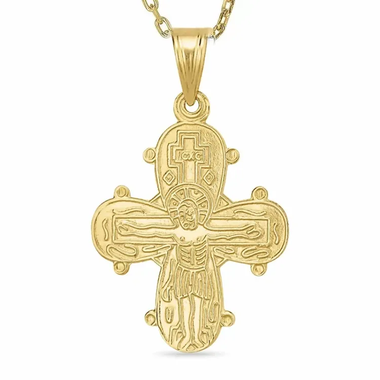 dagmarkruis ketting in verguld sterlingzilver met hanger in 8 karaat goud - Amoré
