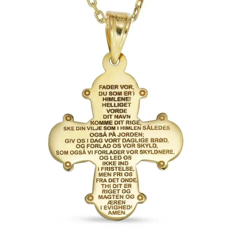 dagmarkruis ketting in verguld sterlingzilver met hanger in 8 karaat goud - Amoré