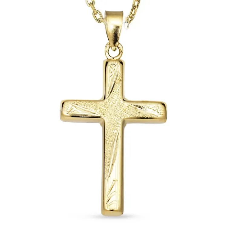 kruis ketting in verguld sterlingzilver met hanger in 8 karaat goud - Amoré