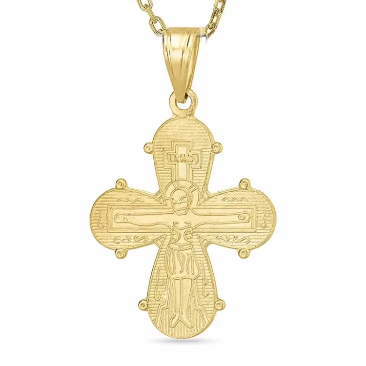 dagmarkruis ketting in verguld sterlingzilver met hanger in 8 karaat goud - Amoré