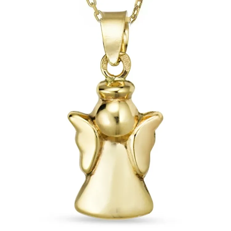 engel ketting in verguld sterlingzilver met hanger in 8 karaat goud - Gold Collection