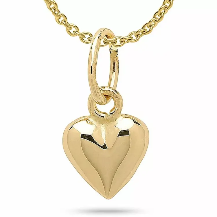 5,5 x 10,5 mm hart ketting in verguld sterlingzilver met hanger in 14 karaat goud - Amoré