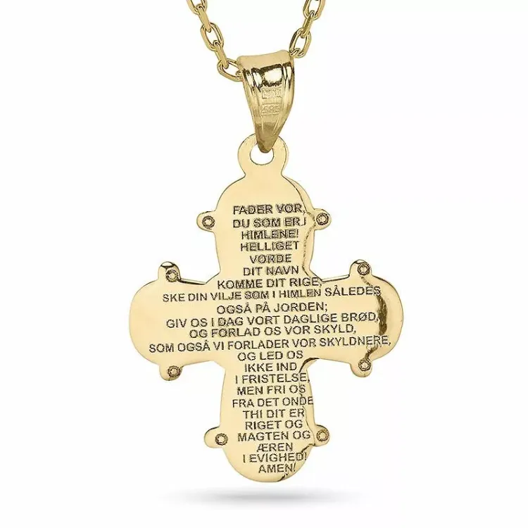 dagmarkruis met onze vader ketting met hanger in verguld sterlingzilver - Amoré