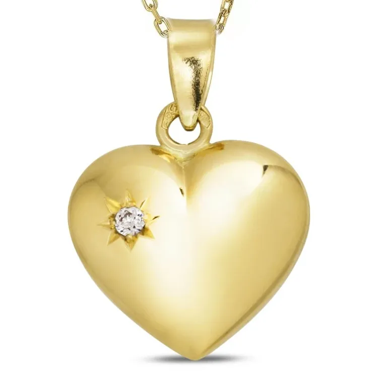 hart ketting in verguld sterlingzilver met hanger in 14 karaat goud - Amoré