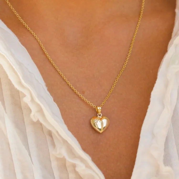 hart ketting in verguld sterlingzilver met hanger in 14 karaat goud - Amoré