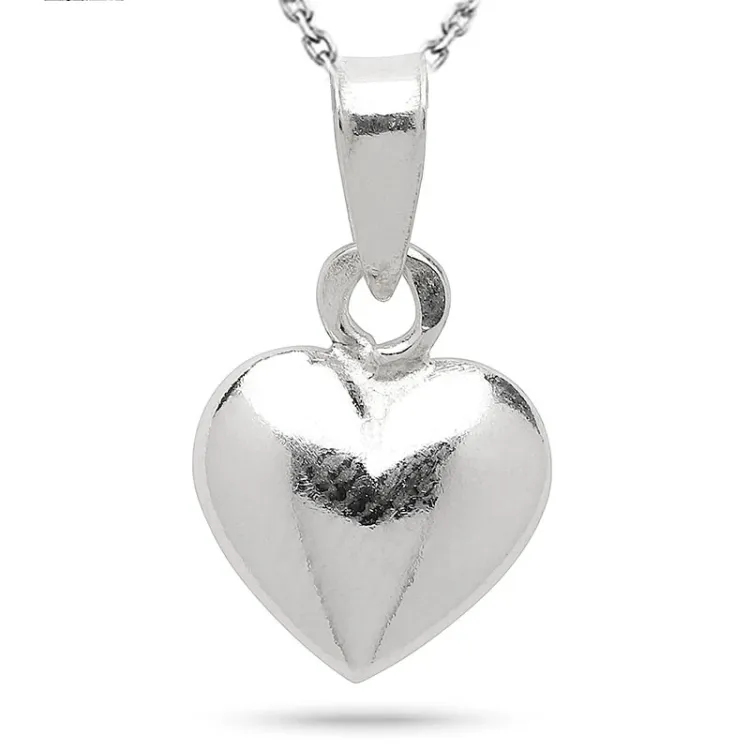 9 x 11 mm hart ketting in zilver met hanger in zilver - Amoré