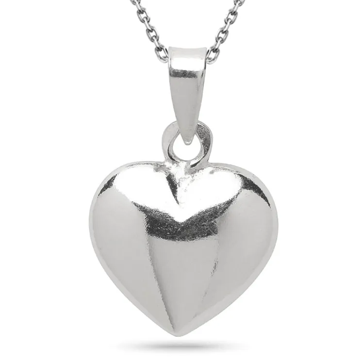 12 x 18 mm hart hanger met ketting in zilver met hanger in zilver - Amoré
