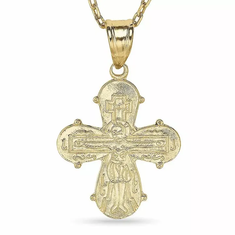 dagmarkruis ketting in verguld sterlingzilver met hanger in 14 karaat goud - Amoré