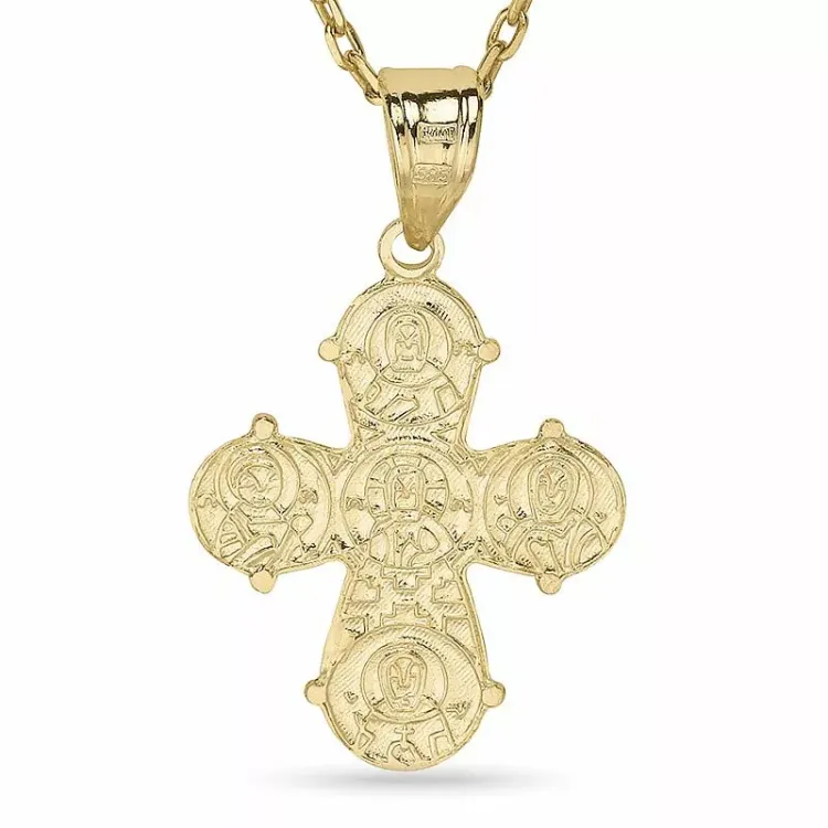 dagmarkruis ketting in verguld sterlingzilver met hanger in 14 karaat goud - Amoré