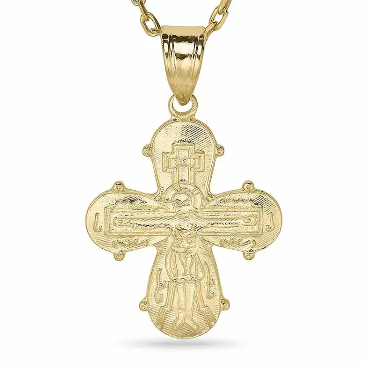 dagmarkruis ketting in verguld sterlingzilver met hanger in 14 karaat goud - Amoré