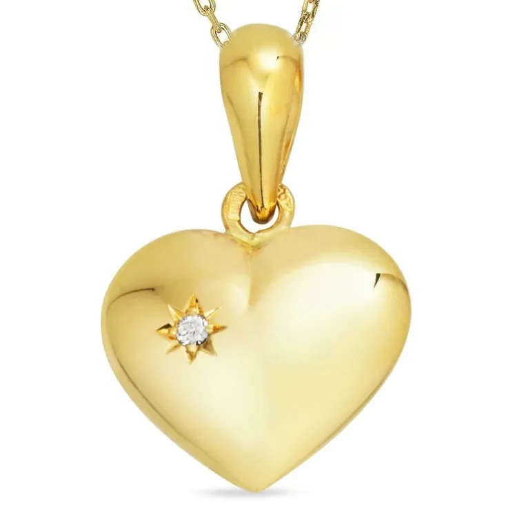 hart ketting in verguld sterlingzilver met hanger in 14 karaat goud - Amoré