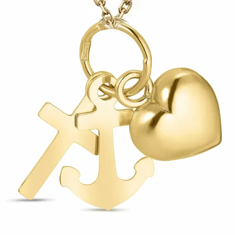 geloof-hoop-liefde ketting in verguld sterlingzilver met hanger in 8 karaat goud - Amoré