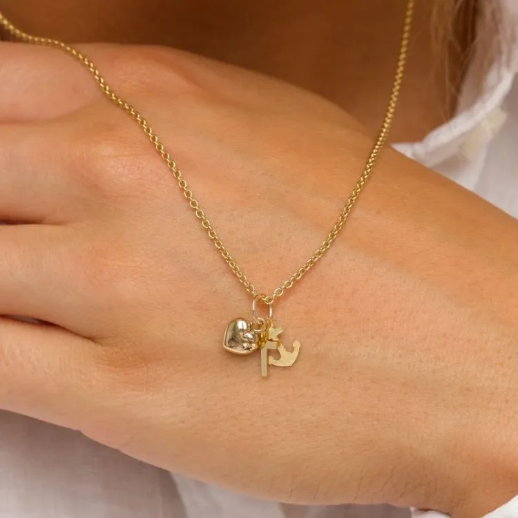 geloof-hoop-liefde ketting in verguld sterlingzilver met hanger in 8 karaat goud - Amoré