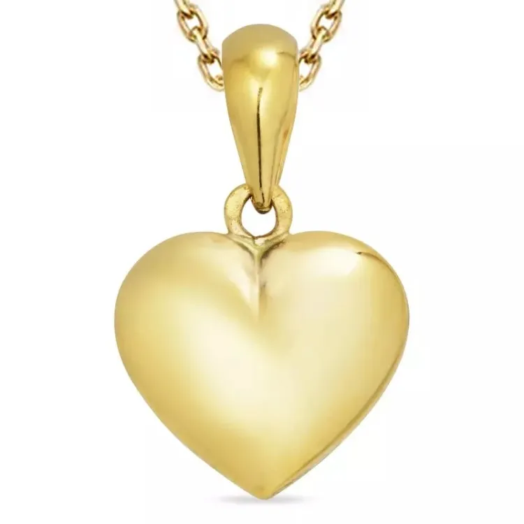 hart ketting in verguld sterlingzilver met hanger in 8 karaat goud - Amoré