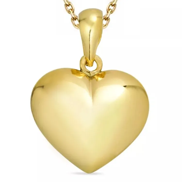 hart ketting in verguld sterlingzilver met hanger in 8 karaat goud - Amoré