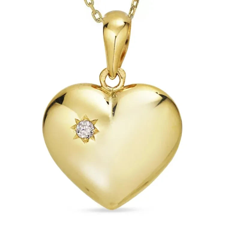 hart ketting in verguld sterlingzilver met hanger in 8 karaat goud - Amoré