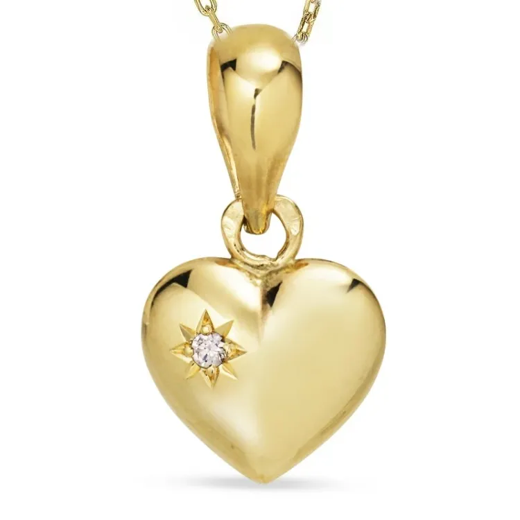 hart ketting in verguld sterlingzilver met hanger in 8 karaat goud - Amoré