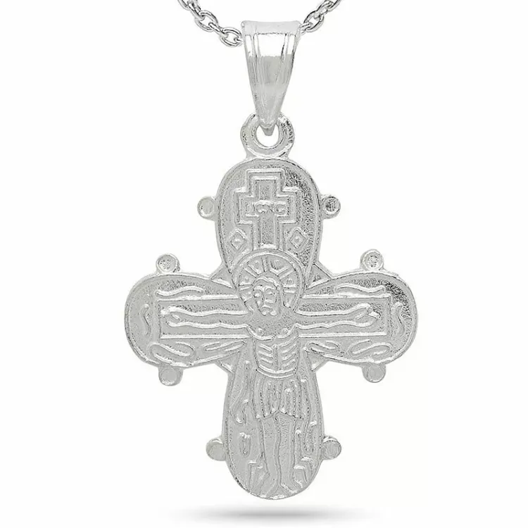19 x 30 mm dagmarkruis met onze vader hanger met ketting in zilver met hanger in zilver - Amoré