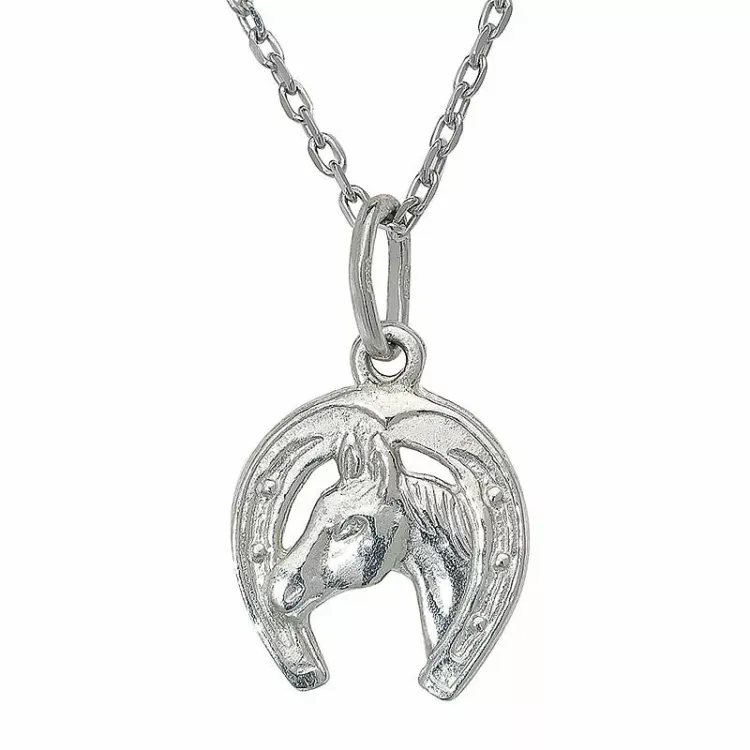paarden ketting in zilver met hanger in zilver