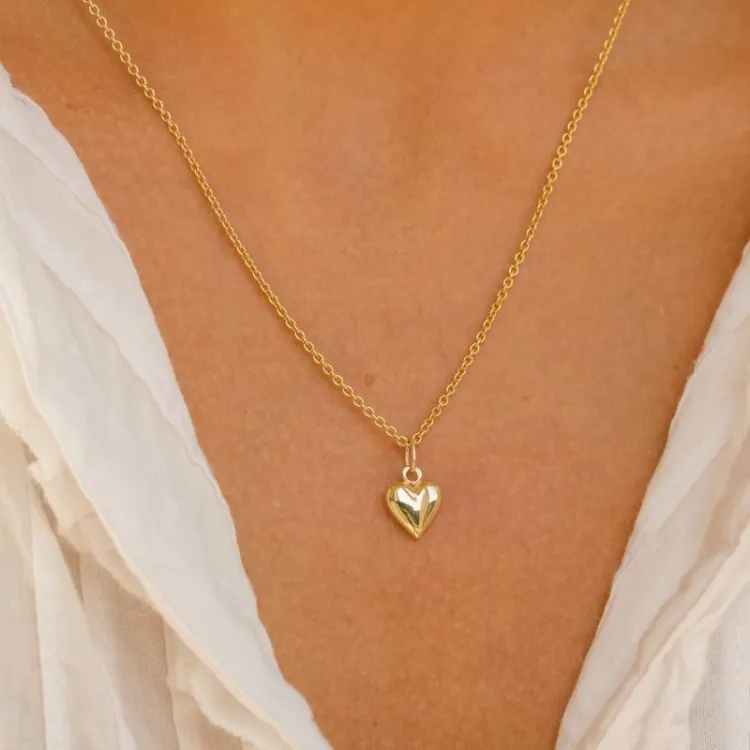 hart ketting in verguld sterlingzilver met hanger in 8 karaat goud - Amoré