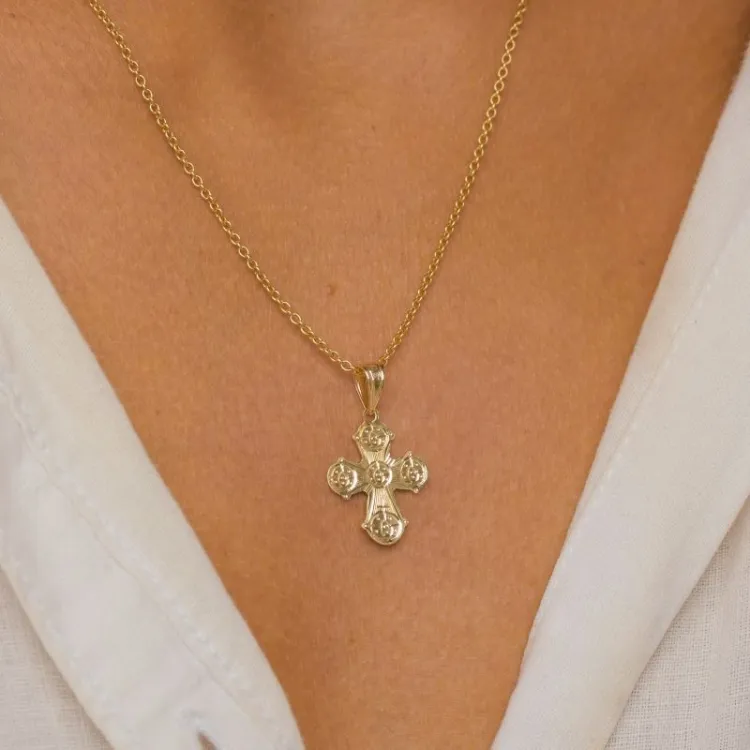 dagmarkruis ketting in verguld sterlingzilver met hanger in 8 karaat goud - Amoré