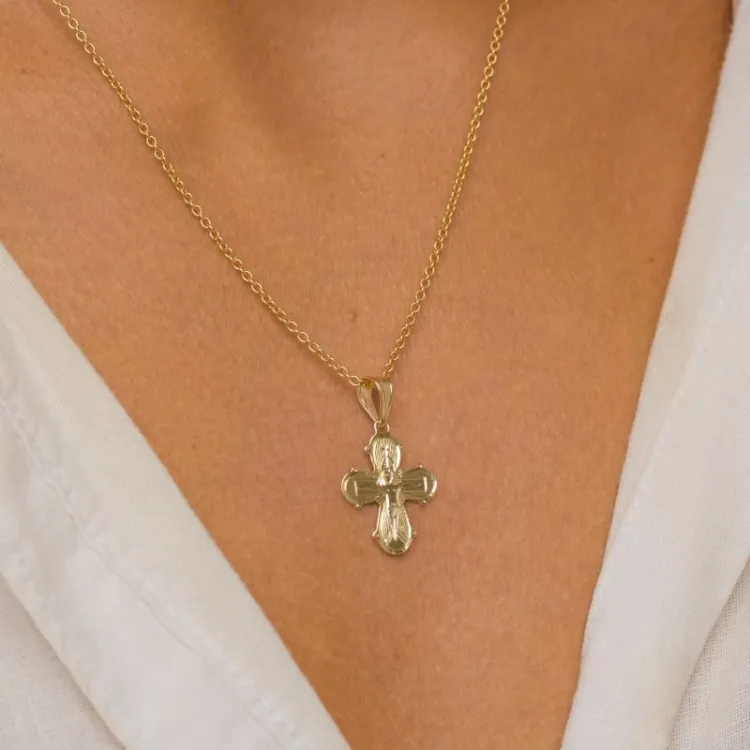 dagmarkruis ketting in verguld sterlingzilver met hanger in 8 karaat goud - Amoré