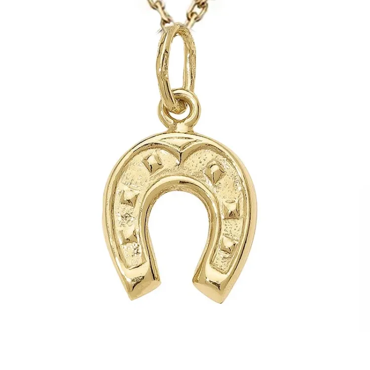 hoefijzer ketting in verguld sterlingzilver met hanger in 8 karaat goud - Gold Collection