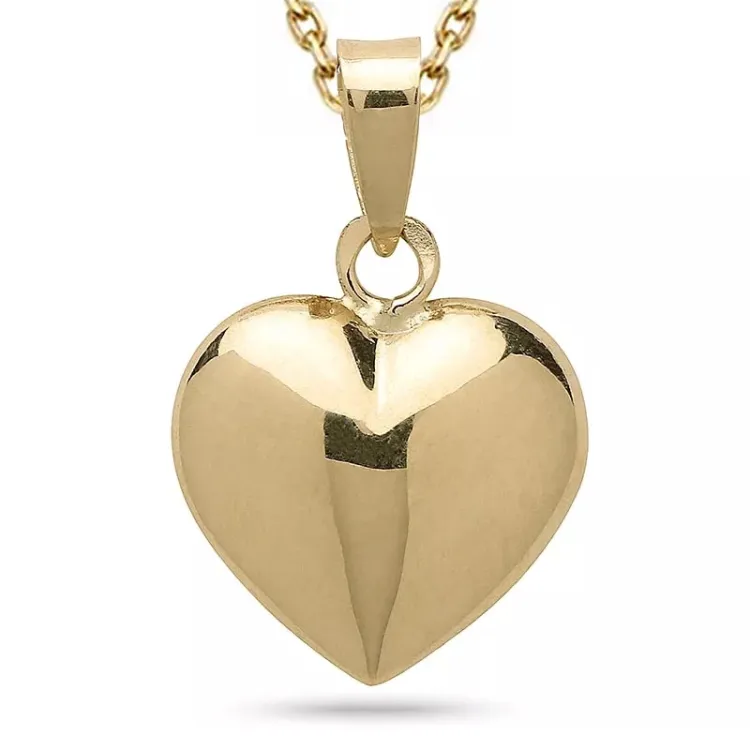 hart ketting in verguld sterlingzilver met hanger in 8 karaat goud - Amoré