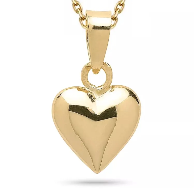 hart ketting in verguld sterlingzilver met hanger in 8 karaat goud - Amoré