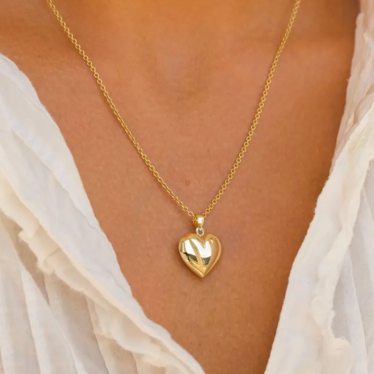 hart ketting in verguld sterlingzilver met hanger in 8 karaat goud - Amoré