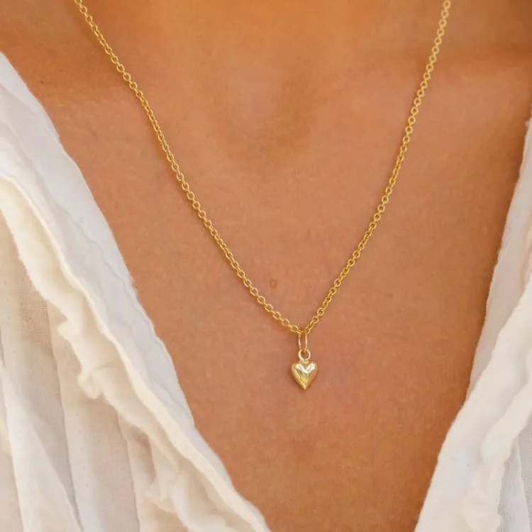 5,5 x 10,5 mm hart ketting in verguld sterlingzilver met hanger in 14 karaat goud - Amoré