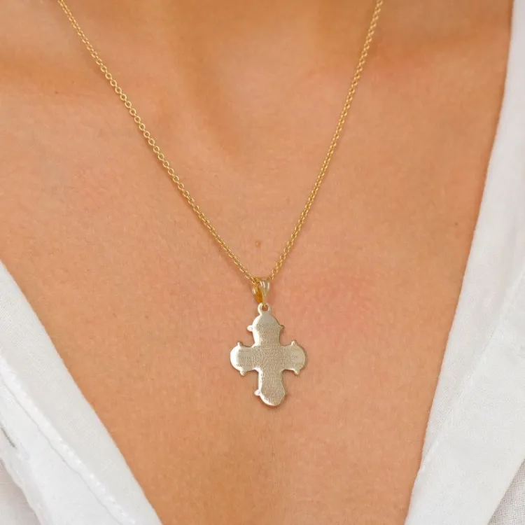 dagmarkruis met onze vader ketting met hanger in verguld sterlingzilver - Amoré