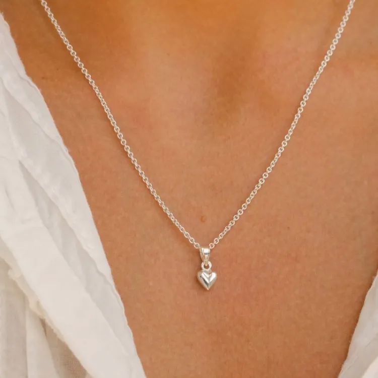 hart ketting in zilver met hanger in zilver - Amoré