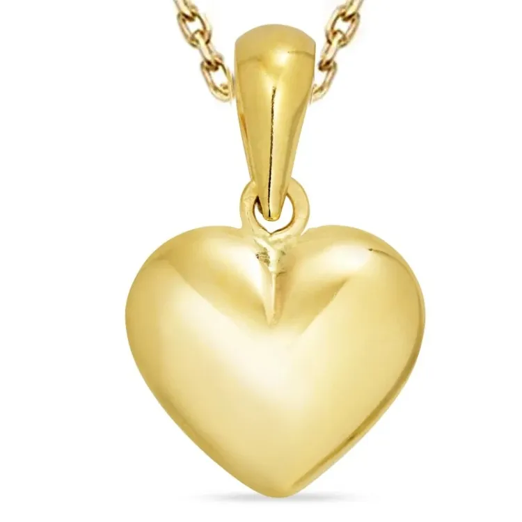 11,5 x 20 mm hart ketting in verguld sterlingzilver met hanger in 14 karaat goud - Amoré